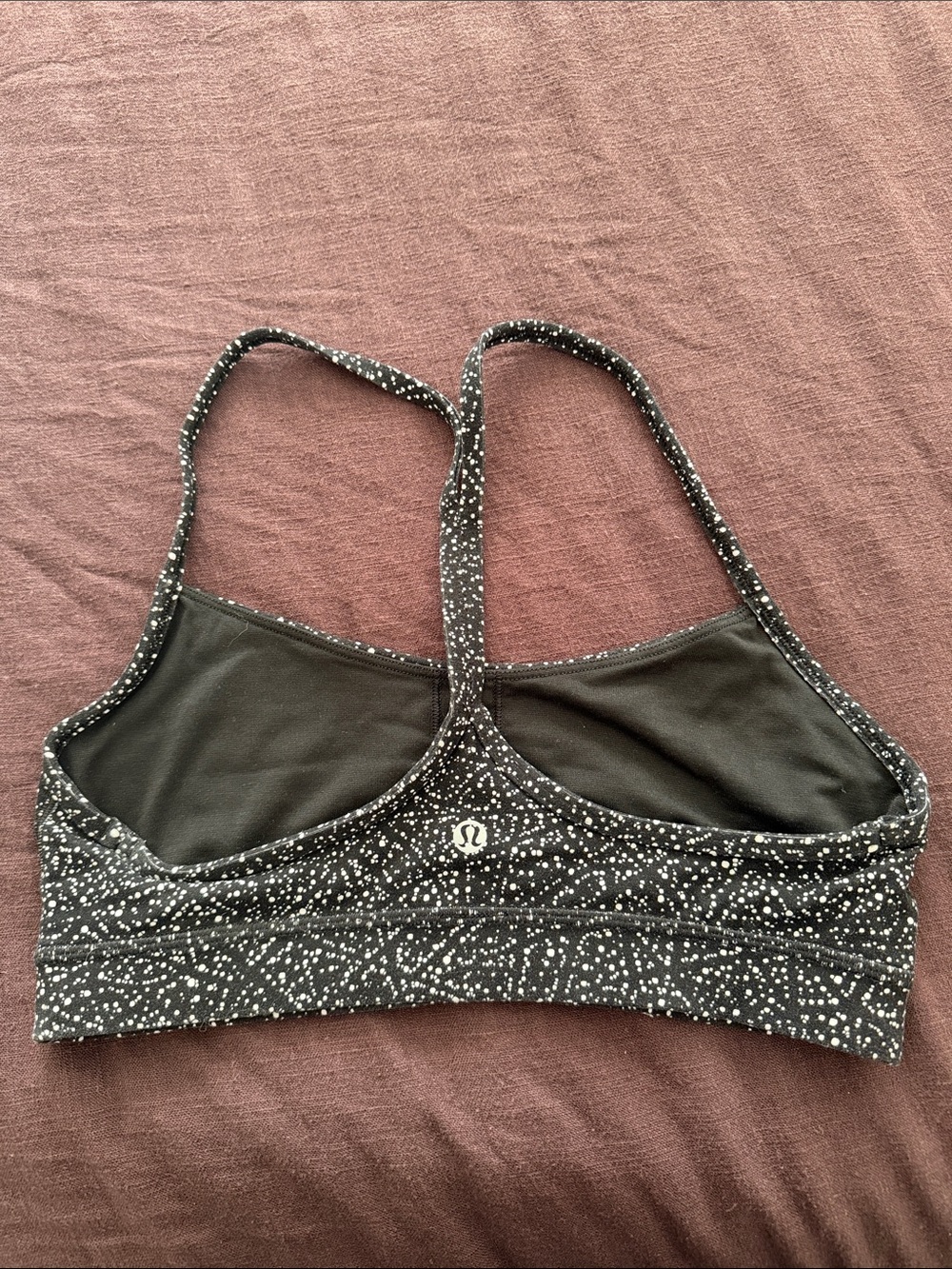 lululemon athletica Black with White Speckle Racerback Sports Bra